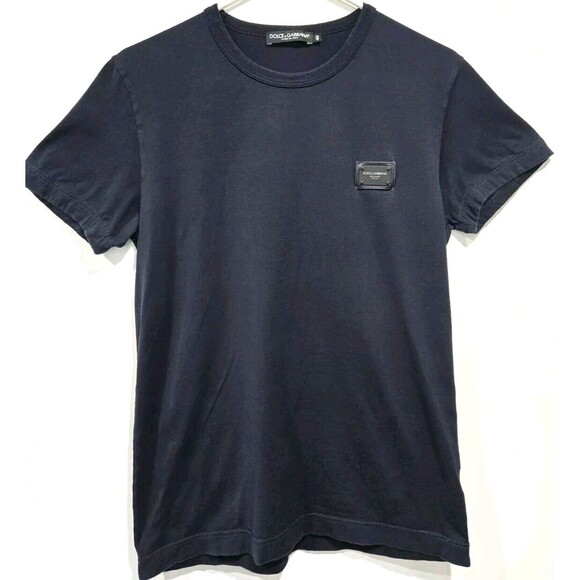 Dolce & Gabbana Essential Logo Plaque T-Shirt Short Sleeve Navy Blue 48 US 12/L - Picture 1 of 7